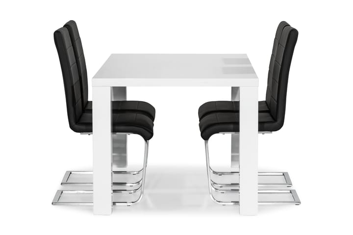 Ruokailuryhmä Jack 140x90 cm 4 tuolia - Valkoinen/Musta/kromi - Ruokailuryhmä