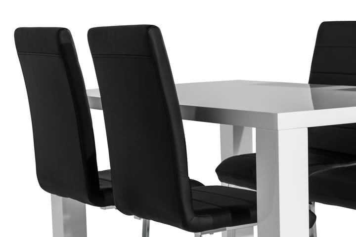 Ruokailuryhmä Jack 140x90 cm 4 tuolia - Valkoinen/Musta/kromi - Ruokailuryhmä