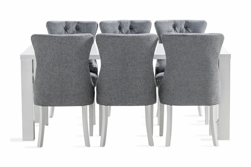 Ruokailuryhmä Jack 180 cm 6 Lossmen tuolia - Valkoinen - Huonekalut - Pöytä & ruokailuryhmä - Ruokailuryhmä