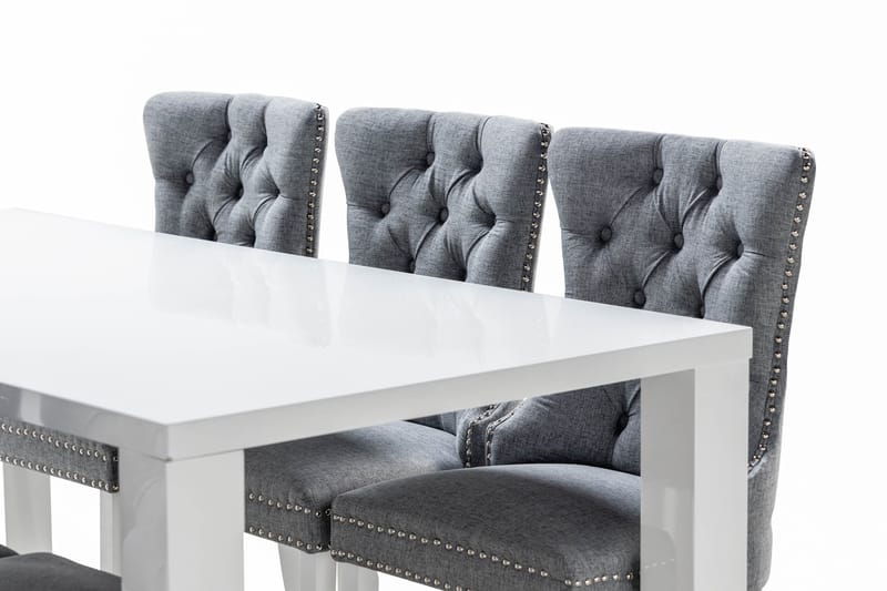 Ruokailuryhmä Jack 180 cm 6 Lossmen tuolia - Valkoinen - Huonekalut - Pöytä & ruokailuryhmä - Ruokailuryhmä