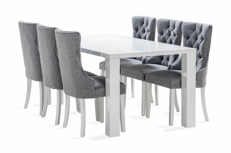 Ruokailuryhmä Jack 180 cm 6 Lossmen tuolia, Valkoinen