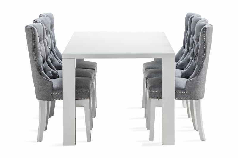 Ruokailuryhmä Jack 180 cm 6 Lossmen tuolia - Valkoinen - Huonekalut - Pöytä & ruokailuryhmä - Ruokailuryhmä