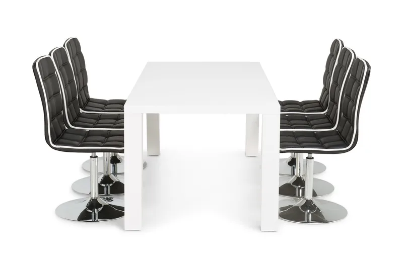 Ruokailuryhmä Jack 6 Shaw tuolia - Valkoinen/Musta - Huonekalut - Pöytä & ruokailuryhmä - Ruokailuryhmä