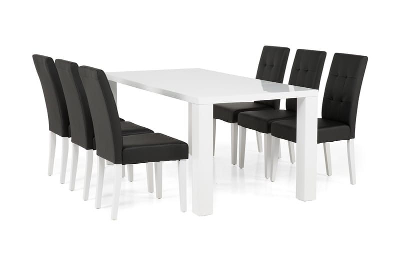 Ruokailuryhmä Jack Valkoinen/Musta, 6 Leo Tuolilla