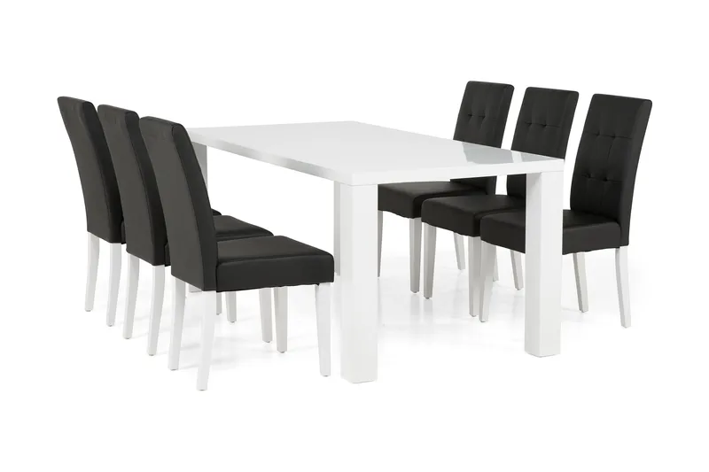 Ruokailuryhmä Jack Valkoinen/Musta - 6 Leo Tuolilla - Huonekalut - Pöytä & ruokailuryhmä - Ruokailuryhmä
