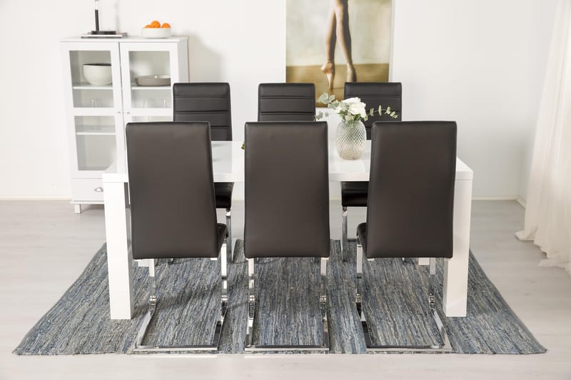 Ruokailuryhmä Jack Valkoinen/Musta - 6 Tuolilla - Huonekalut - Pöytä & ruokailuryhmä - Ruokailuryhmä