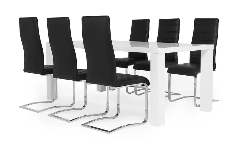 Ruokailuryhmä Jack Valkoinen/Musta, 6 Tuolilla