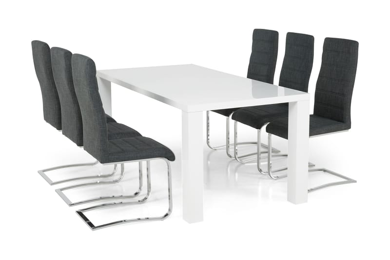 Ruokailuryhmä Jack6 Jack tuolia - Valkoinen/Tummanharmaa - Huonekalut - Pöytä & ruokailuryhmä - Ruokailuryhmä