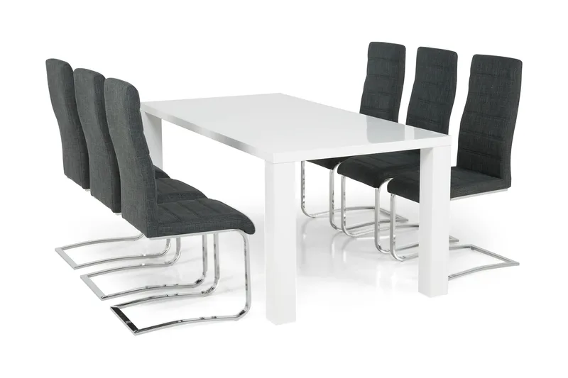 Ruokailuryhmä Jack6 Jack tuolia - Valkoinen/Tummanharmaa - Huonekalut - Pöytä & ruokailuryhmä - Ruokailuryhmä