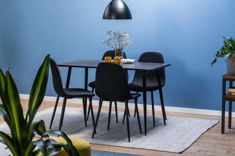 Ruokailuryhmä Jaunita 120 cm 4 Naira tuolia - Ruskea/Musta - Huonekalut - Pöytä & ruokailuryhmä - Ruokailuryhmä