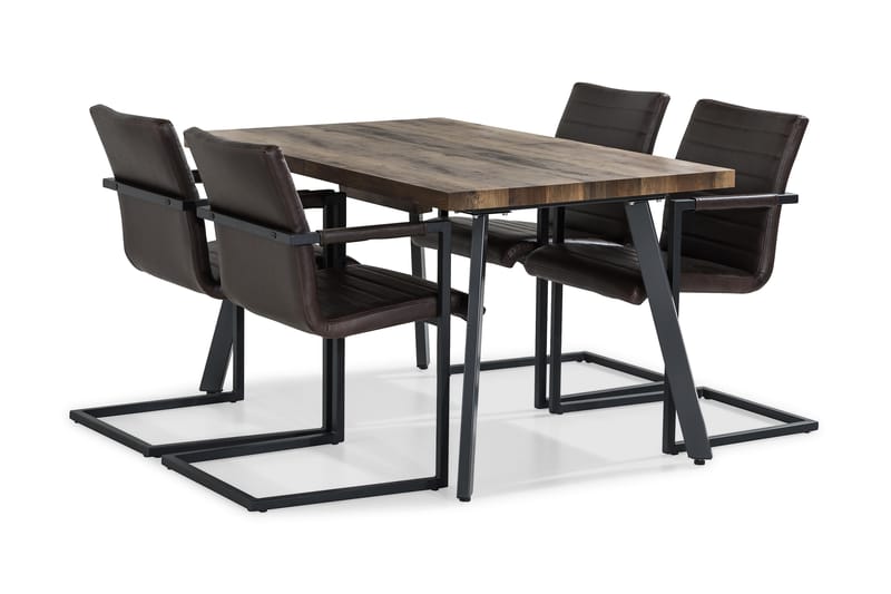Ruokailuryhmä Jaunita Jatkettava 140 cm 4 Dutch tuolia - Ruskea/Tummanruskea - Huonekalut - Pöytä & ruokailuryhmä - Ruokailuryhmä