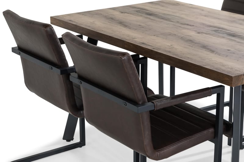 Ruokailuryhmä Jaunita Jatkettava 140 cm 4 Dutch tuolia - Ruskea/Tummanruskea - Huonekalut - Pöytä & ruokailuryhmä - Ruokailuryhmä