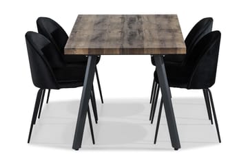 Ruokailuryhmä Jaunita Jatkettava 140 cm 4 Gerardo tuolia - Ruskea/Musta - Huonekalut - Pöytä & ruokailuryhmä - Ruokailuryhmä