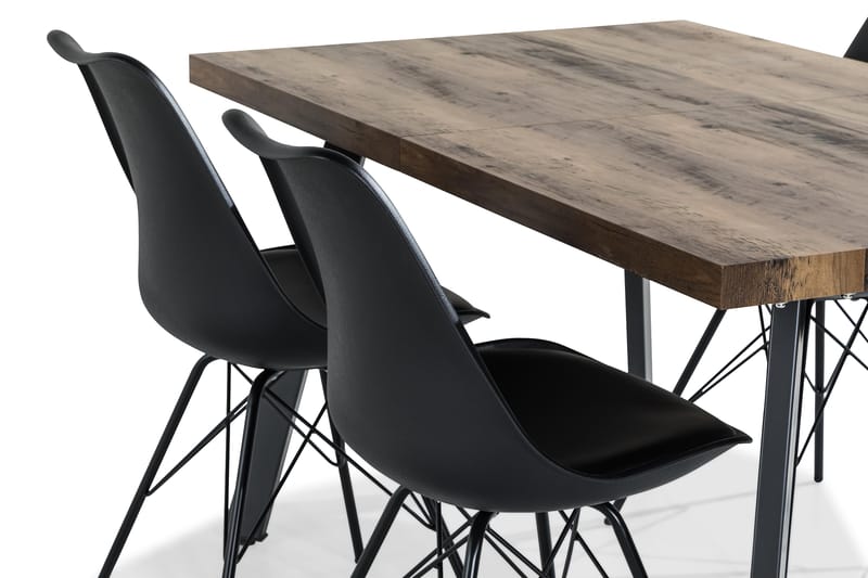 Ruokailuryhmä Jaunita Jatkettava 140 cm 4 Scale tuolia - Ruskea/Musta - Huonekalut - Pöytä & ruokailuryhmä - Ruokailuryhmä
