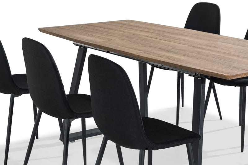Ruokailuryhmä Jaunita Jatkettava 140 cm 6 Naira tuolia - Ruskea/Musta - Huonekalut - Pöytä & ruokailuryhmä - Ruokailuryhmä