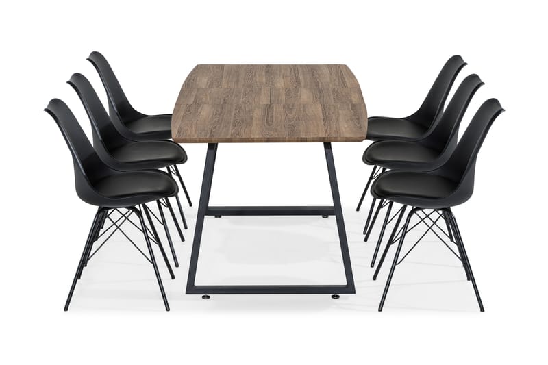 Ruokailuryhmä Jaunita Jatkettava 140 cm 6 Scale tuolia - Ruskea/Musta - Huonekalut - Pöytä & ruokailuryhmä - Ruokailuryhmä