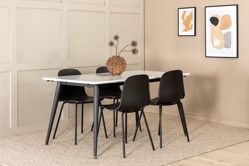 Ruokailuryhmä Jyma Jatkettava 150cm sis 4 Labbetorp tuolia, Valkoinen/Musta