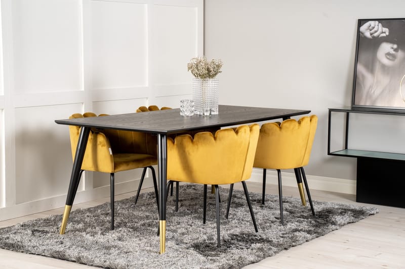 Ruokailuryhmä Kenton 180 cm 4 Limhamn tuolia Keltainen - Furniture Fashion - Huonekalut - Pöytä & ruokailuryhmä - Ruokailuryhmä