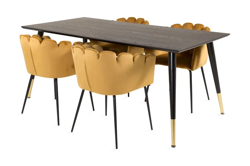 Ruokailuryhmä Kenton 180 cm 4 Limhamn tuolia Keltainen, Furniture Fashion