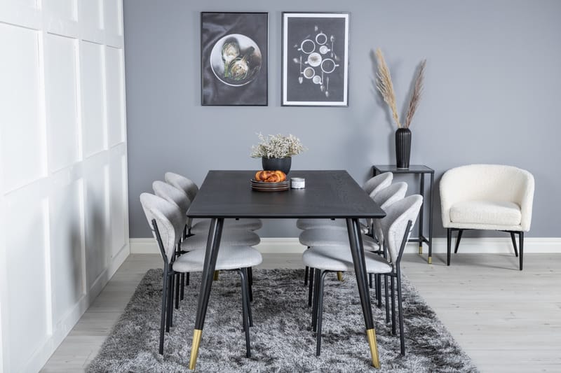 Ruokailuryhmä Kenton 180 cm 6 Capmany Tuolia - Musta/Messinki/Beige - Huonekalut - Pöytä & ruokailuryhmä - Ruokailuryhmä