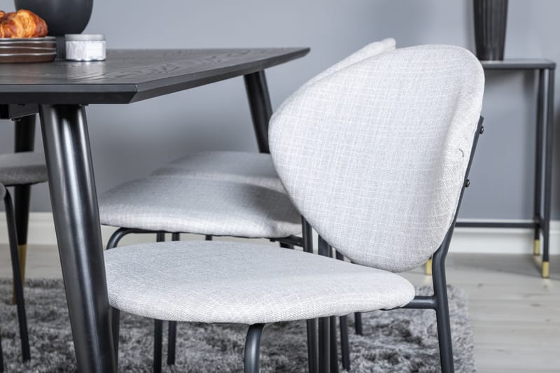 Ruokailuryhmä Kenton 180 cm 6 Capmany Tuolia - Musta/Messinki/Beige - Huonekalut - Pöytä & ruokailuryhmä - Ruokailuryhmä