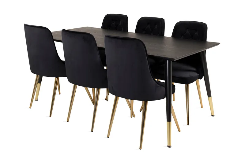 Ruokailuryhmä Kenton 180 cm 6 Luisa Lyx Samettituolia, undefined