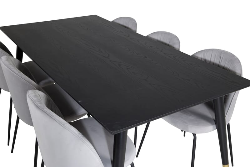 Ruokailuryhmä Kenton 180 cm 6 Matanza Tuolia - Musta/Messinki/Harmaa - Huonekalut - Pöytä & ruokailuryhmä - Ruokailuryhmä