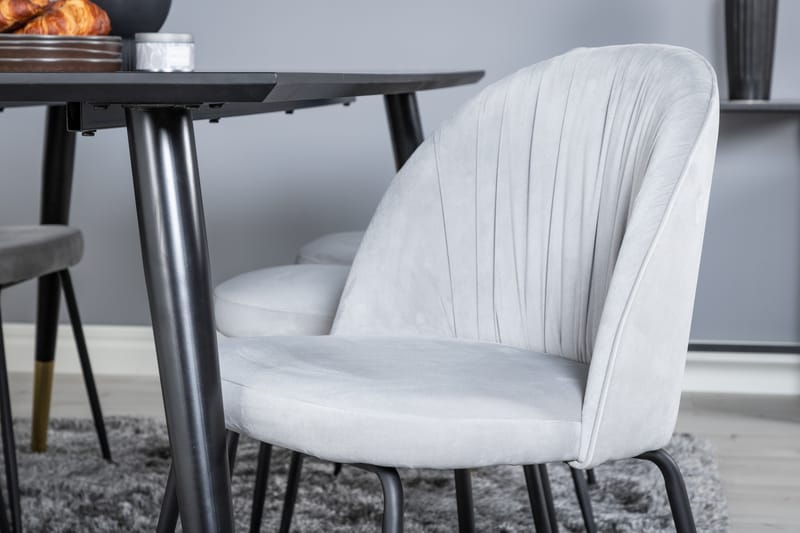 Ruokailuryhmä Kenton 180 cm 6 Matanza Tuolia - Musta/Messinki/Harmaa - Huonekalut - Pöytä & ruokailuryhmä - Ruokailuryhmä