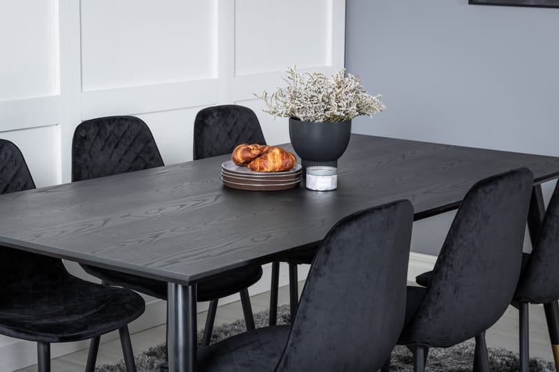 Ruokailuryhmä Kenton 180 cm 6 Yegua Tuolia - Musta/Messinki - Huonekalut - Pöytä & ruokailuryhmä - Ruokailuryhmä