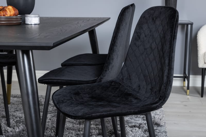 Ruokailuryhmä Kenton 180 cm 6 Yegua Tuolia - Musta/Messinki - Huonekalut - Pöytä & ruokailuryhmä - Ruokailuryhmä