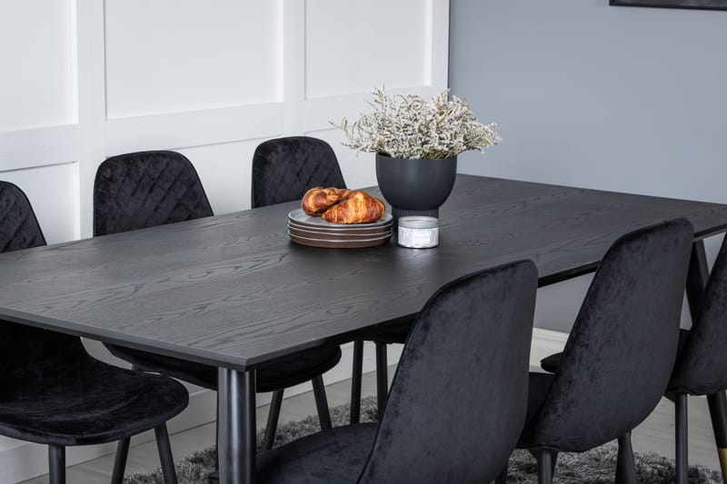 Ruokailuryhmä Kenton 180 cm 6 Yegua Tuolia - Musta/Messinki - Huonekalut - Pöytä & ruokailuryhmä - Ruokailuryhmä