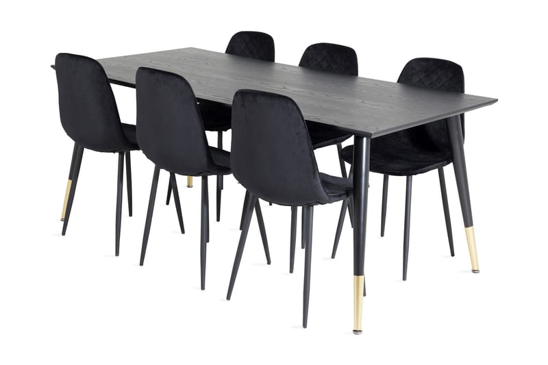 Ruokailuryhmä Kenton 180 cm 6 Yegua Tuolia, Musta/Messinki