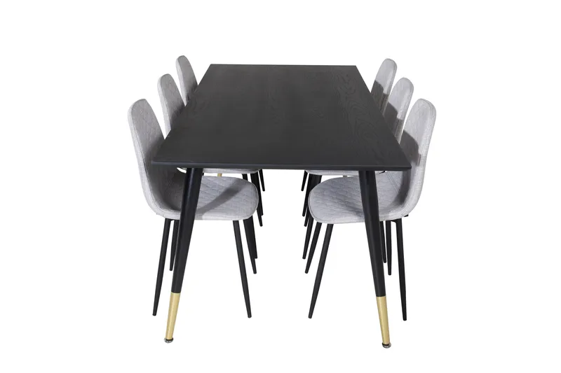 Ruokailuryhmä Kenton 180 cm 6 Yegua Tuolia - Musta/Messinki/Harmaa - Huonekalut - Pöytä & ruokailuryhmä - Ruokailuryhmä