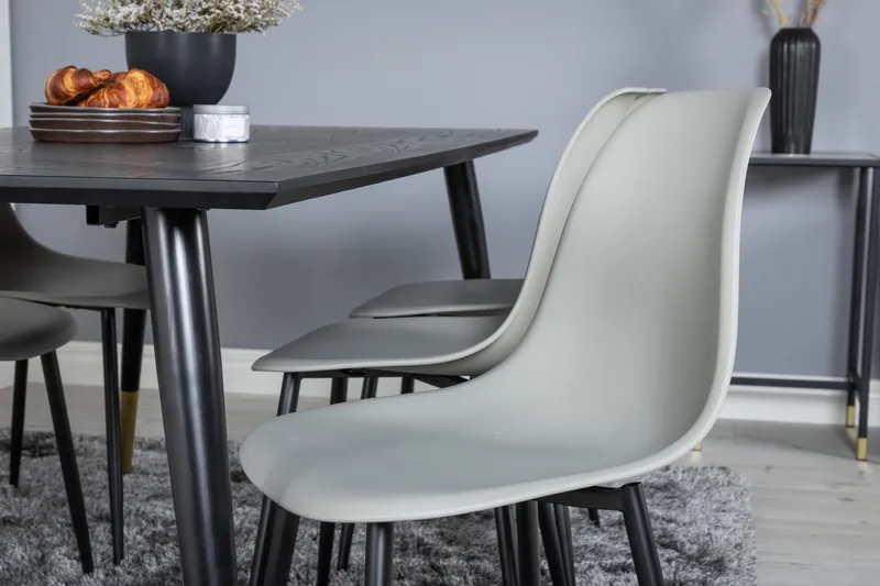 Ruokailuryhmä Kenton 180 cm 6 Yegua Tuolia - Musta/Messinki/Harmaa - Huonekalut - Pöytä & ruokailuryhmä - Ruokailuryhmä