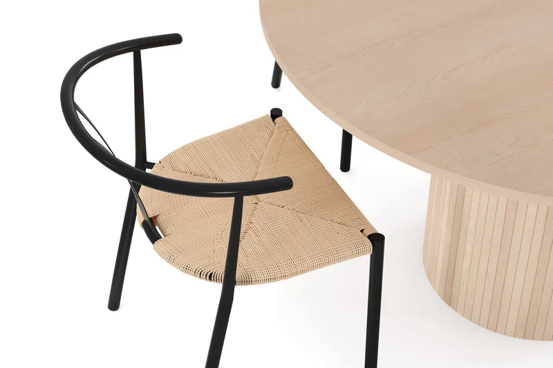 Ruokailuryhmä Kopparbo 130 cm Pyöreä 4 Tarnia tuolia - Tammi/Musta - Huonekalut - Pöytä & ruokailuryhmä - Ruokailuryhmä