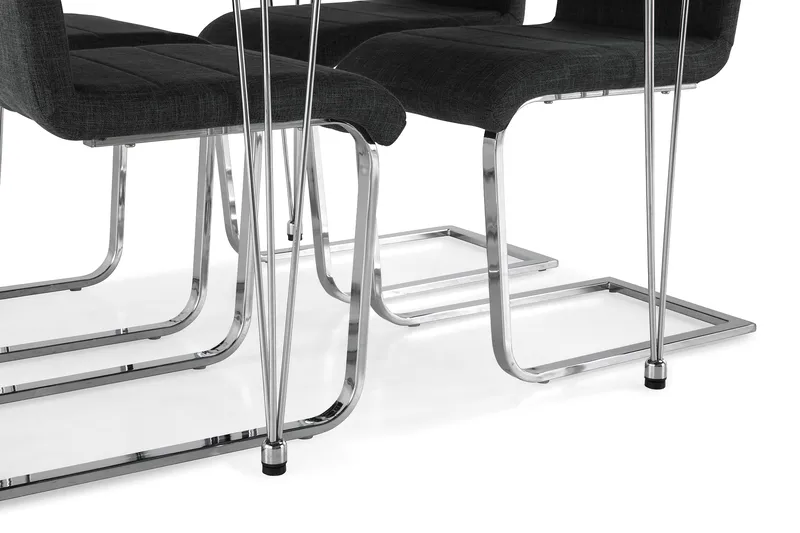 Ruokailuryhmä Kranstull 120 cm 4 Jack tuolia - Valkoinen/Kromi/Harmaa - Huonekalut - Pöytä & ruokailuryhmä - Ruokailuryhmä