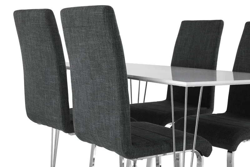 Ruokailuryhmä Kranstull 120 cm 4 Jack tuolia - Valkoinen/Kromi/Harmaa - Huonekalut - Pöytä & ruokailuryhmä - Ruokailuryhmä