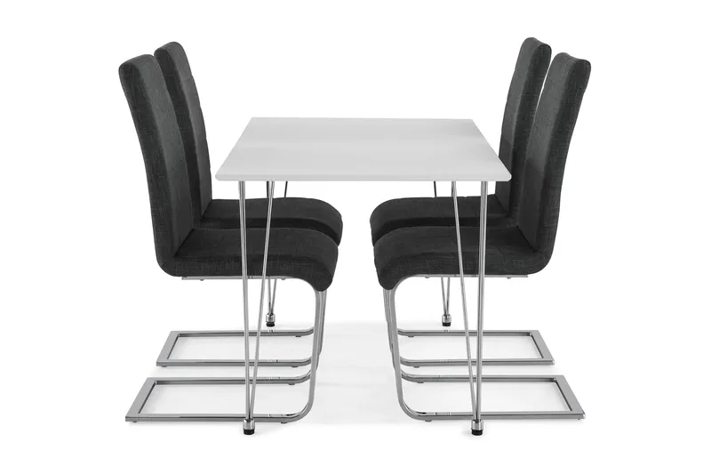 Ruokailuryhmä Kranstull 120 cm 4 Jack tuolia - Valkoinen/Kromi/Harmaa - Huonekalut - Pöytä & ruokailuryhmä - Ruokailuryhmä