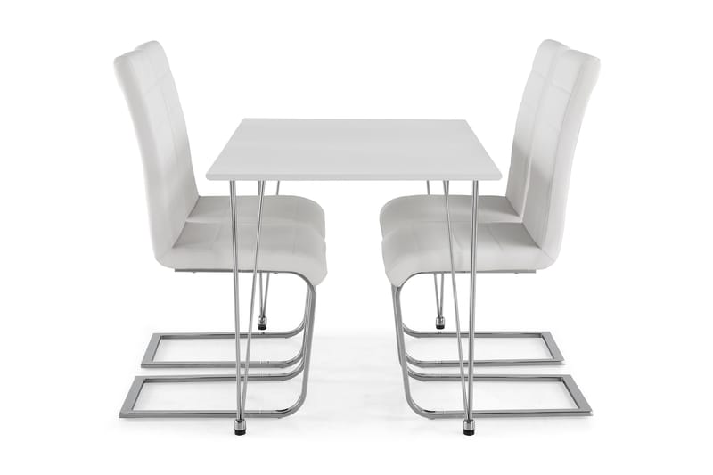 Ruokailuryhmä Kranstull 120 cm 4 Jack tuolia - Valkoinen/Kromi/Valkoinen PU - Huonekalut - Pöytä & ruokailuryhmä - Ruokailuryhmä
