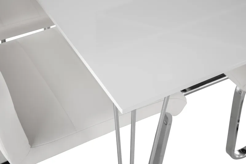 Ruokailuryhmä Kranstull 120 cm 4 Jack tuolia - Valkoinen/Kromi/Valkoinen PU - Huonekalut - Pöytä & ruokailuryhmä - Ruokailuryhmä