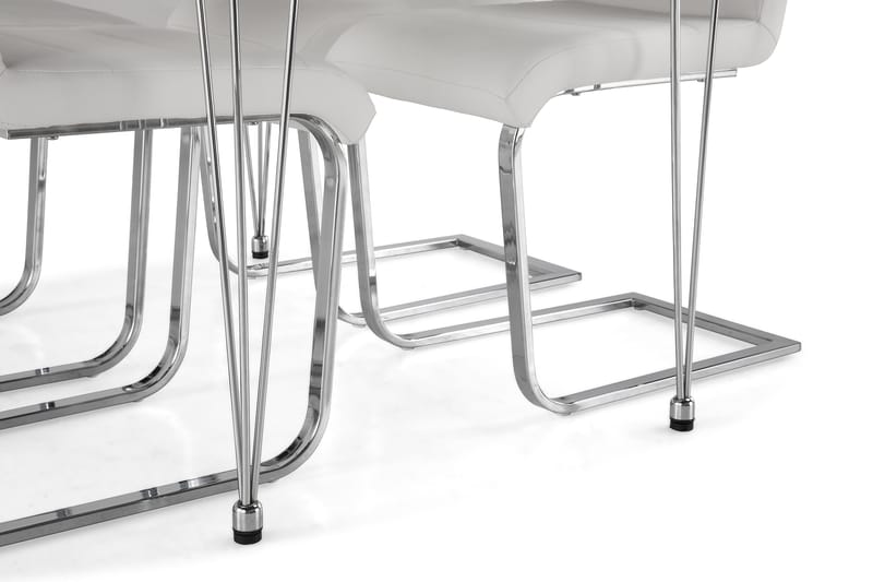 Ruokailuryhmä Kranstull 120 cm 4 Jack tuolia - Valkoinen/Kromi/Valkoinen PU - Huonekalut - Pöytä & ruokailuryhmä - Ruokailuryhmä