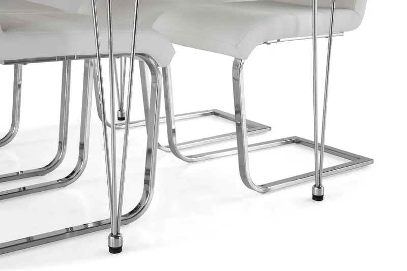 Ruokailuryhmä Kranstull 120 cm 4 Jack tuolia - Valkoinen/Kromi/Valkoinen PU - Huonekalut - Pöytä & ruokailuryhmä - Ruokailuryhmä