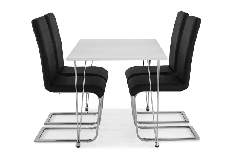 Ruokailuryhmä Kranstull 120 cm 4 Jack tuolia - Valkoinen/Musta PU/Kromi - Huonekalut - Pöytä & ruokailuryhmä - Ruokailuryhmä