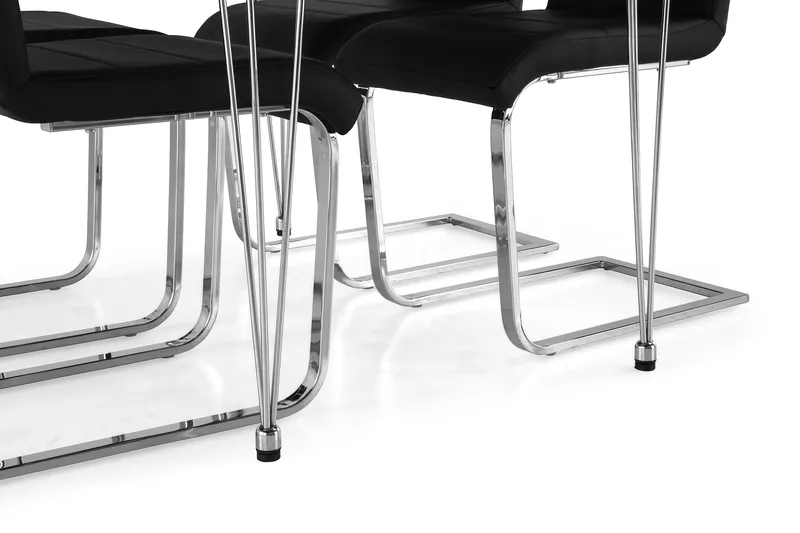 Ruokailuryhmä Kranstull 120 cm 4 Jack tuolia - Valkoinen/Musta PU/Kromi - Huonekalut - Pöytä & ruokailuryhmä - Ruokailuryhmä