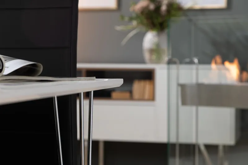 Ruokailuryhmä Kranstull 120 cm 4 Jack tuolia - Valkoinen/Musta PU/Kromi - Huonekalut - Pöytä & ruokailuryhmä - Ruokailuryhmä