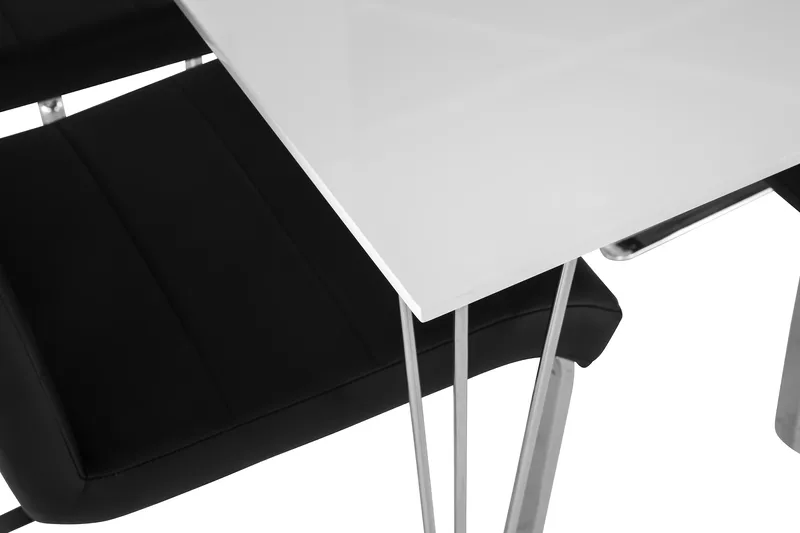 Ruokailuryhmä Kranstull 120 cm 4 Jack tuolia - Valkoinen/Musta PU/Kromi - Huonekalut - Pöytä & ruokailuryhmä - Ruokailuryhmä