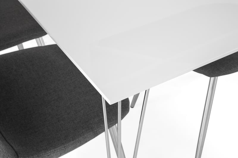 Ruokailuryhmä Kranstull 120 cm 4 Naira tuolia - Valkoinen/Harmaa/Kromi - Huonekalut - Pöytä & ruokailuryhmä - Ruokailuryhmä