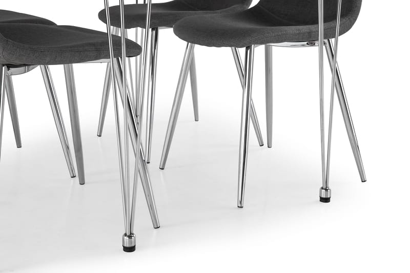 Ruokailuryhmä Kranstull 120 cm 4 Naira tuolia - Valkoinen/Harmaa/Kromi - Huonekalut - Pöytä & ruokailuryhmä - Ruokailuryhmä
