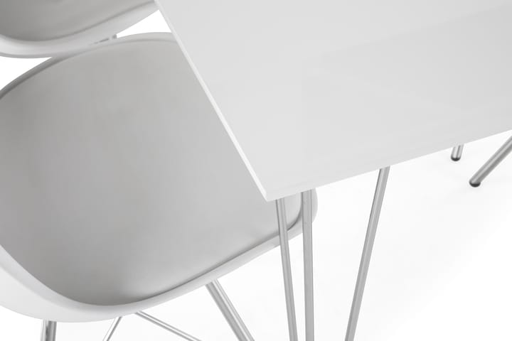 Ruokailuryhmä Kranstull 120 cm 4 Scale tuolia - Valkoinen/Kromi/Valkoinen PU - Ruokailuryhmä