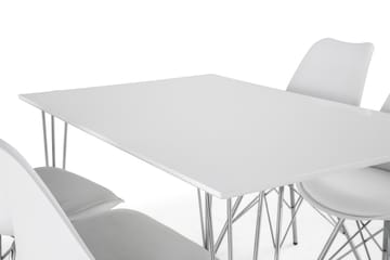 Ruokailuryhmä Kranstull 120 cm 4 Scale tuolia - Valkoinen/Kromi/Valkoinen PU - Huonekalut - Pöytä & ruokailuryhmä - Ruokailuryhmä